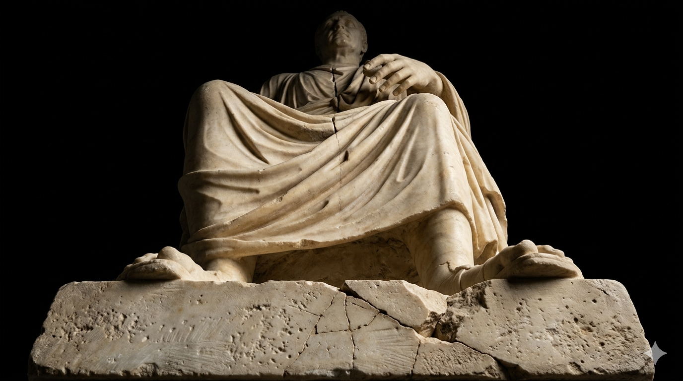 Statue stoïcienne, marbre, homme allongé